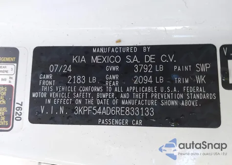 2024 Kia Forte Gt-Line from USA, damaged, VIN 3KPF54AD6RE833133